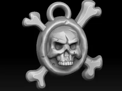 Skull keychain bas-relief 3d print Free 3D print model
