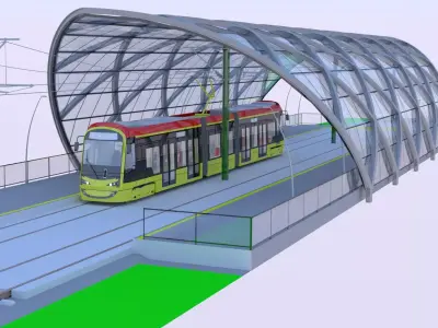 Warsaw tram stop III 3D model