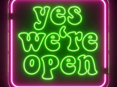 Yes Were Open Neon Sign 3D model