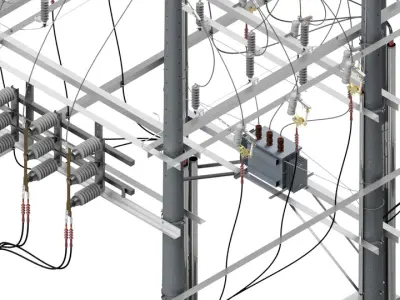 Subestacion Low-poly 3D model