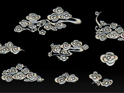 Cloud sculpture relief flower  3D printing decoration ZB brush 3D print model