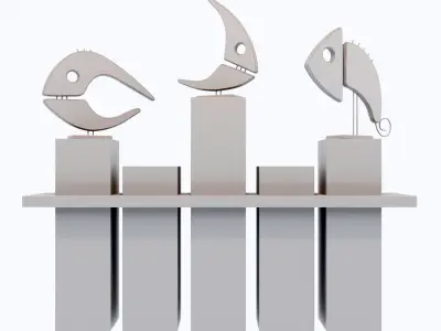 Decor three concrete sculptures 3D model
