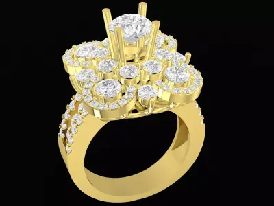 Luxury Three Tier Floral Halo Ring for Women  3509 3D print model