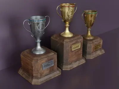 Set of cups with pedestals 3D model