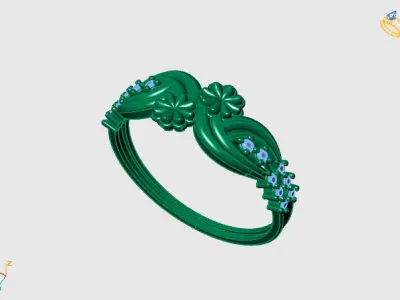 Womens Diamond Signet Ring Women Rings 3dmodels 3D print model 3D print model 47
