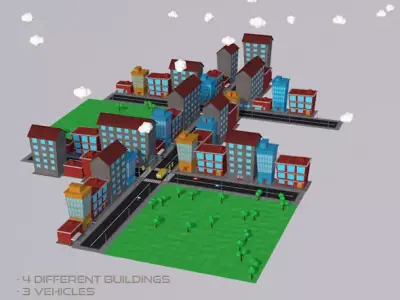 Low Poly City Pack Low-poly 3D model