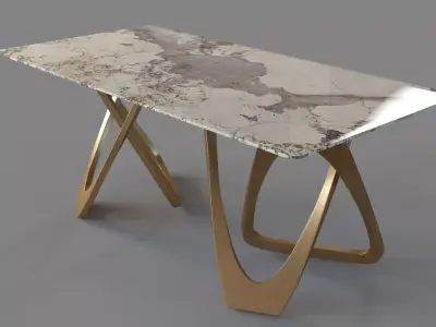 71 Contemporary Dining Table in Gold 3D model