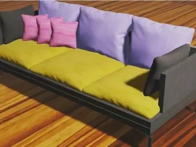 3D High Quality Couch with textures 3D model