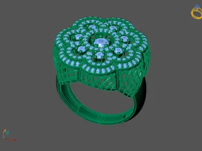 STL 3DM Print Ready Women Diamond Ring Lightweight Printable  3D print model 109