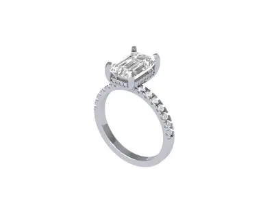 Emerald Solitaire  Ring 3D print model
