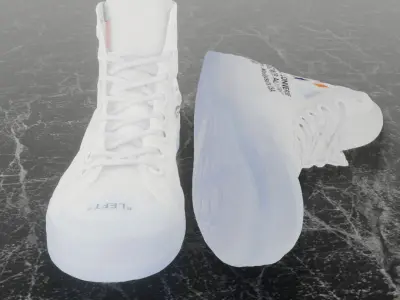CONVERSE HIGH OFF WHITE 3D SHOES Low-poly 3D model