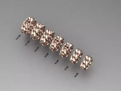 Miami Cuban Ring Models 8 mm wide 6-7-8-9-10-11-12 US Size 3D print model