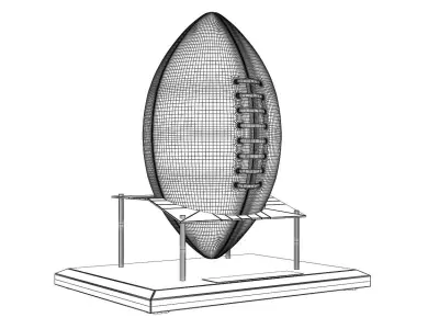 American Football Ball With Stand 3D model