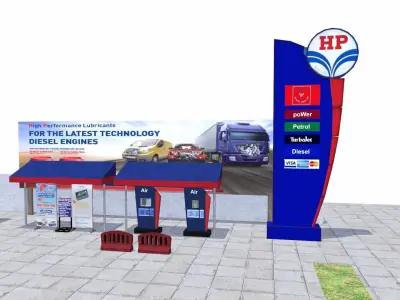 HP Petrol Pump Low-poly 3D model