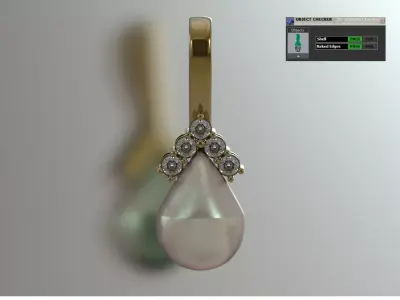 Teardrop Pearl Pendant with Diamond Crown Bail pp0065 3D print model