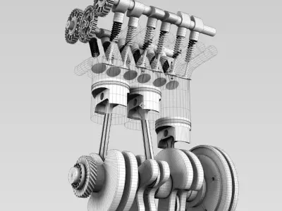 Engine operation image 3 cylinders 3D model