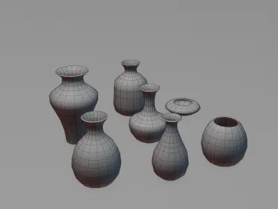 vases pack low poly Low-poly 3D model