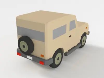 Low Poly Cartoon Jeep Car Low-poly 3D model