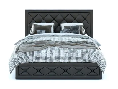 Bed - Sephora black leather 3D model