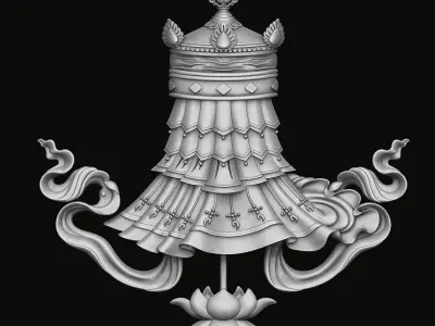 Buddhist Victory Banner Relief 3D print model