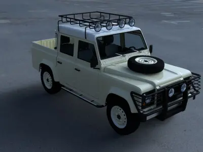 Land Rover Defender 110 Double Cab Pick Up w interior HDRI 3D model