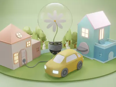 Green eco village concept 3D model