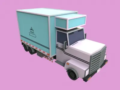 Lowpoly Bakery Truck Low-poly 3D model