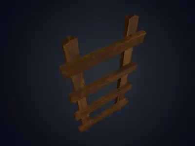 Old Wooden Ladder Low-poly 3D model