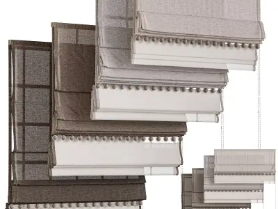 Roman curtain with pom pom 3 3D model