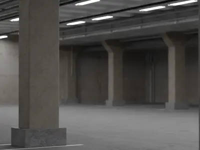 Realistic Old Parking Lot  3D model
