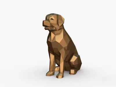 Golden Retriever low poly 3D print model
