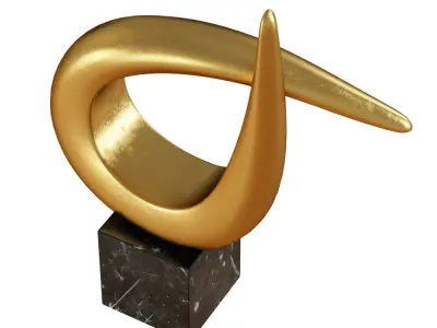 Modern table sculpture gold black 3D model