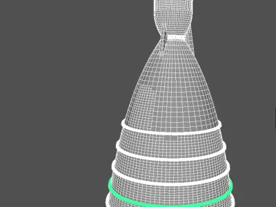 High temperature nitrogen laval nozzel rocket engine Low-poly 3D model
