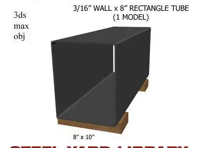 3 16in Wall x8in Rectangle Tube 3D model