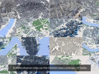 10 Models American Cities Low Poly Collection Urban Landscape