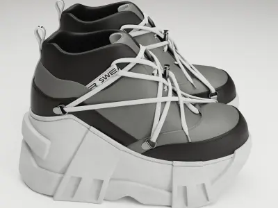 Sneakers Swear on platform Black Low-poly 3D model