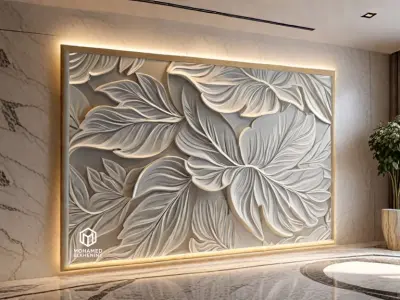 modern panel wall decor set relief stl mural CNC 301 3D model