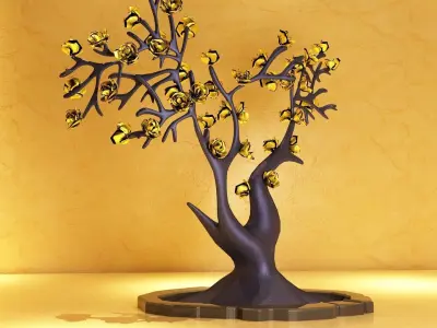 metal ornament tree decoration shiny clean unreal  3D model