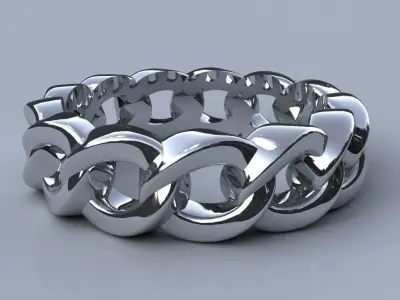 Fancy Link Ring Size 10 Gold Silver Platinum Luxury Jewelry 3D print model
