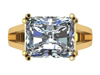Emerald cut solitaire 3D print model purchase