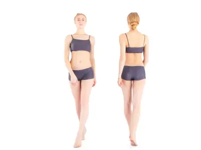 Scanned pretty female walking 15 Low-poly 3D model