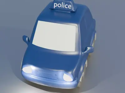  Cartoon Police Car - High-Quality 3D Model   3D model