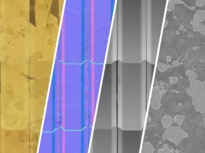 Roof Tile Materials 75- Damaged Concrete Roofing Sbsar Seamless Texture