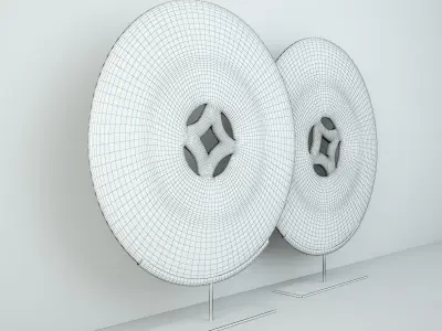 Blue and White Ceramic Disks 1 3D model