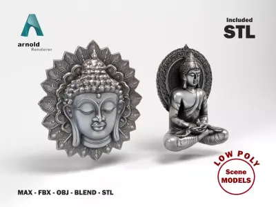 Buddhas Low-poly 3D model