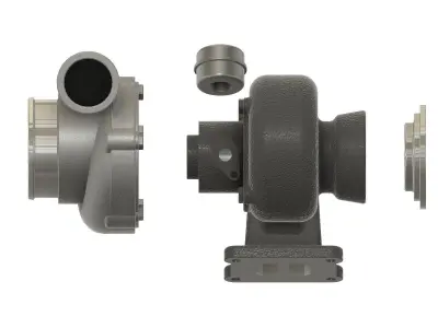 3d printable turbocharger with KN filter and hoses 3D print model