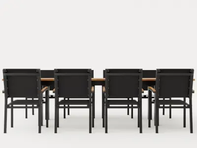 Twin dining set 8 Low-poly 3D model