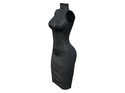 Luxury Black Leather Dress Outfit Low-poly 3D model