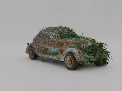 Damaged Rusty Car Low-poly 3D model