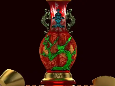 Chinese vase with Yuanbao 3D model